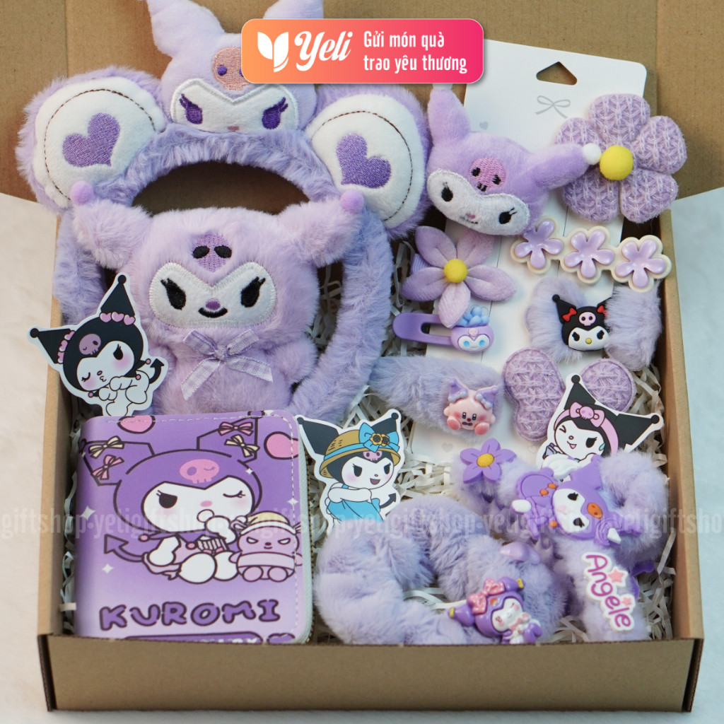 Set Kuromi quà tặng nhiều phụ kiện, Combo quà tặng, Set quà Kuromi tặng bạn gái, người yêu sinh nhật, ngày lễ