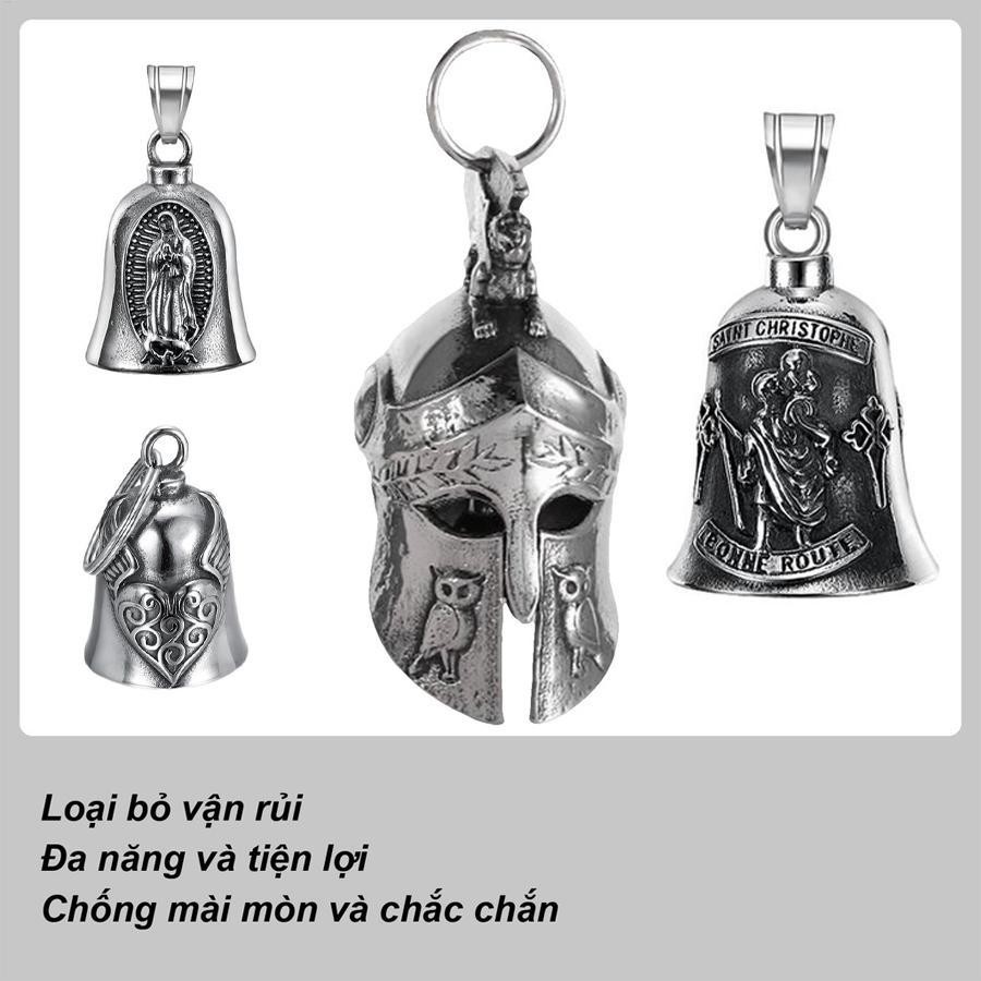 Chuông cưỡi ngựa may mắn Chiến binh La Mã Sparta Guardian Bell Mặt dây chuyền bằng thép không gỉ 3D có âm thanh trong suốt cho xe máy và xe đạp pomervn