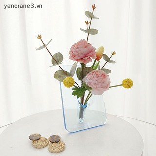 {YAN} Chủ nghĩa tối giản Bình hoa trong suốt Chậu trang trí bàn làm việc Sắp xếp hoa Hình học Bình hoa vuông Phòng trang trí thẩm mỹ {ya}