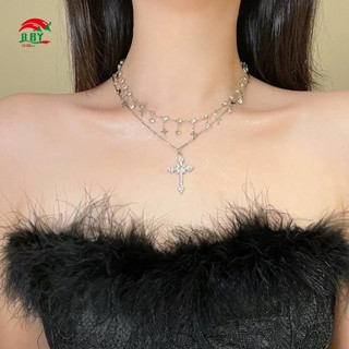 Gothic Punk Cross Vòng cổ hai lớp - Phụ kiện thời trang cho quà tặng ngày lễ