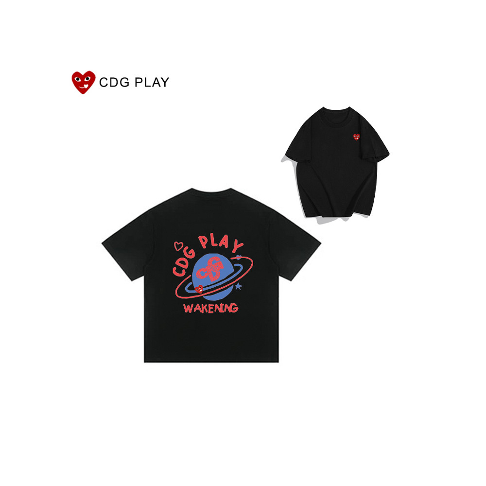 CDG PLAY Nam Nữ Tay Ngắn 2025 Mùa Hè Nửa Tay Cặp Đôi Thể Thao Top Áo Thun Rời Dạo Phố Hình Trái Tim
