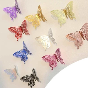 Bộ 12 Con Bướm 3D Nhiều Màu Trang Trí Tường Nhà Sự Kiện Tiệc Cưới Sinh Nhật Làm Đạo Cụ Quay Video Chụp Hình