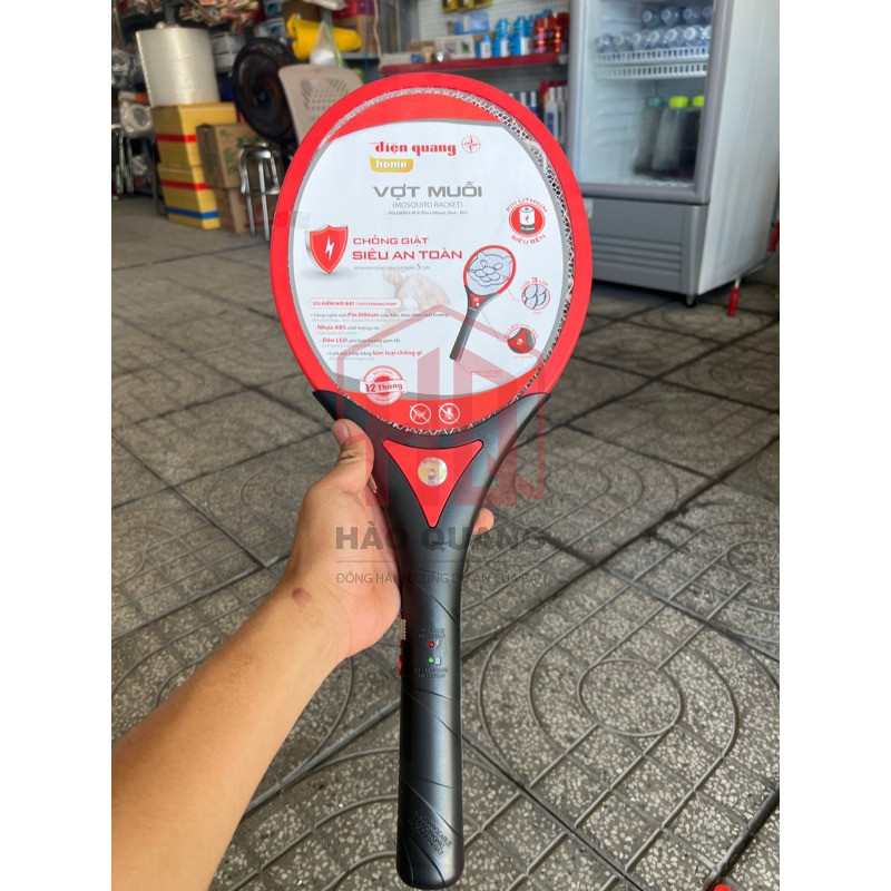 Vợt Muỗi Điện Quang EMR01 - Đen Đỏ, Diệt Muỗi Siêu Nhanh