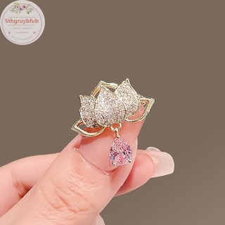STHB Tinh Tế Phong Cách Trung Hoa Sen Thổ Cẩm Cho Nữ Cô Gái Vintage Hoa Kim Cương Giả Chân Tính Khí Sang Trọng Xòe Quà Tặng VN