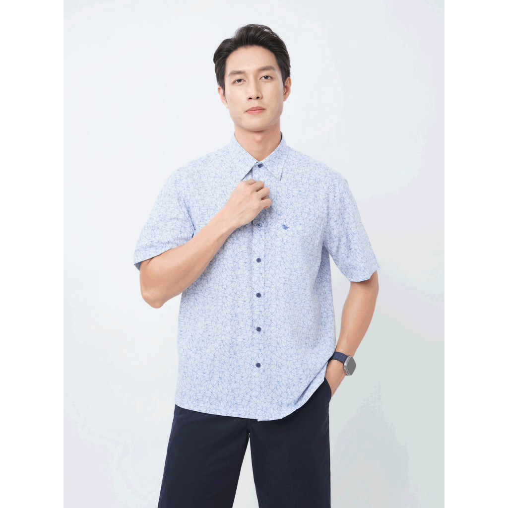 Sơ mi tay ngắn lai ngang VIETTIEN SMART CASUAL vải Bamboo phom REGULAR VT00000382