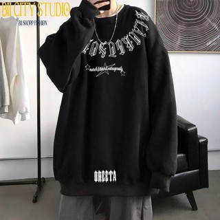 Áo Sweater Chữ Cổ Cổ Tròn Sweater  From Rộng Phong Cách Nam Nữ Phom Rộng Phong Cách -Nam Nữ Top Women Menswear