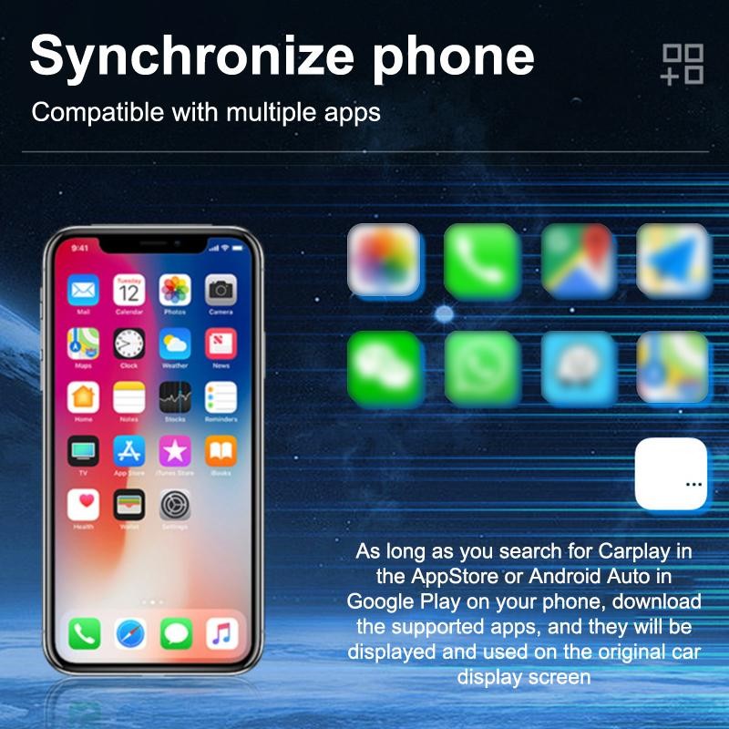 Bộ chuyển đổi Carplay không dây TMOY có đèn báo động cho Android Auto 2in1 có dây sang hộp AI không dây Kết nối USB cho xe tải TCM