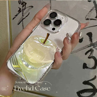 Ins Hàn Quốc Vàng Pha Lê Xanh Apple Sang Trọng Cao Cấp HD Trong Suốt Cho iPhone 11 16 15 14 13 12 Pro Xs Max XR X 7 8 6 6s Plus SE Vỏ Điện Thoại TPU Mềm Ốp Lưng Bảo Vệ