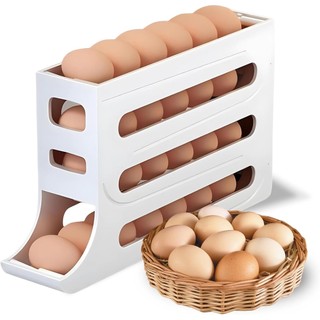 Tủ Lạnh Giá Trứng 4 Tầng Cán Thiết Kế Giữ 30 Trứng Tiết Kiệm Không Gian Sắp Xếp Bảo Quản Cho Tủ Lạnh Sử Dụng Màu Trắng nhựa an toàn tháo rời chắc chắn phù hợp dùng cho gia đình căn hộ văn phòng và không gian nhỏ