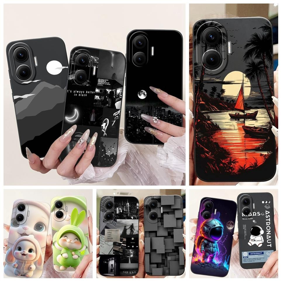 Ốp Điện Thoại Silicon Lỏng Thẩm Mỹ Đen Nighe Phong Cảnh Ốp Lưng Cho Xiaomi Redmi Turbo 4 Pro Turbo4 Vỏ Mềm Thời Trang Ốp Lưng