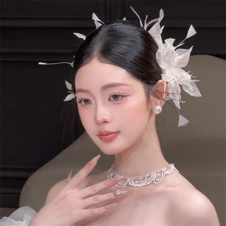 Mới Siêu Cổ Tích Lông Vũ Hoa Rừng Mũ Cưới Cô Dâu Kẹp Tóc