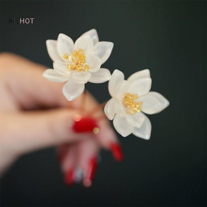 JULYHOT 1 Cặp Kẹp Tóc Vintage Hoa Kính Tiara Trung Quốc Hanfu Phụ Kiện Tóc Hình Sen Chữ U Nĩa Tóc Retro Massivedeals