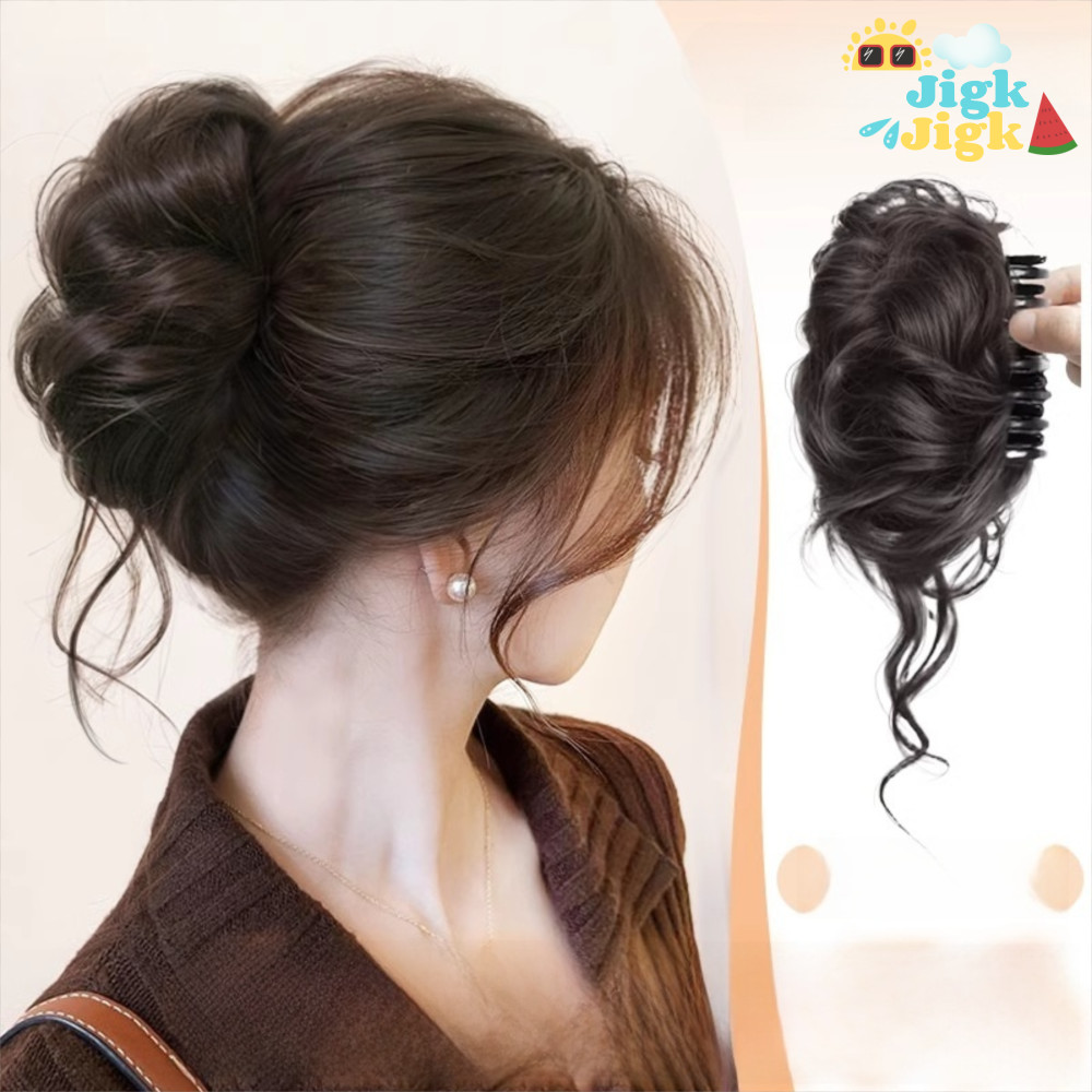 JIGK Tóc Bun Móng Vuốt Kẹp, Tóc Xoăn Lông Tơ Bun Đầu Tóc Giả, Nâu Đen Tổng Hợp Tóc Giả Tự Nhiên Kẹp Tóc Phụ Kiện Tóc