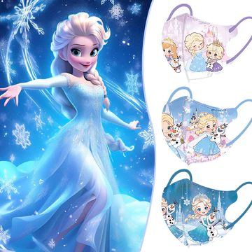 Bộ 50 2025 Mới Q-Version Elsa Princess Mặt nạ họa tiết hoạt hình đầy màu sắc Mặt nạ trẻ em 3D Bao bì độc lập Mặt nạ trẻ em 3-12 tuổi Mặt nạ trẻ em 3D 3ply Mặt nạ trẻ em / Mặt nạ trẻ em dùng một lần