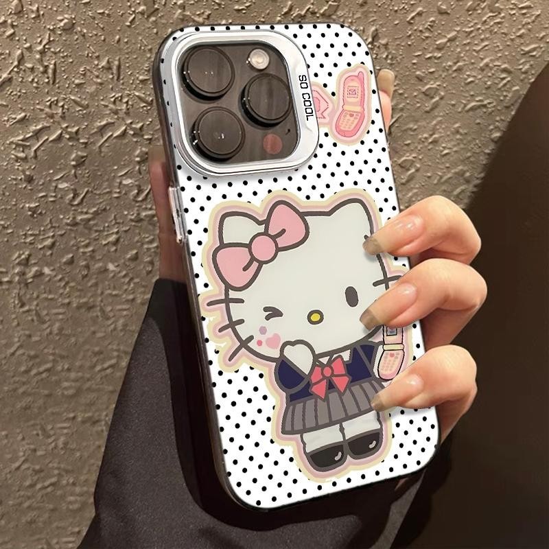 Ốp lưng iPhone hình Hello Kitty đồng phục học sinh công nghệ IMD chống trầy | Tương thích iPhone 16/15/14/13/12/11 Pro M