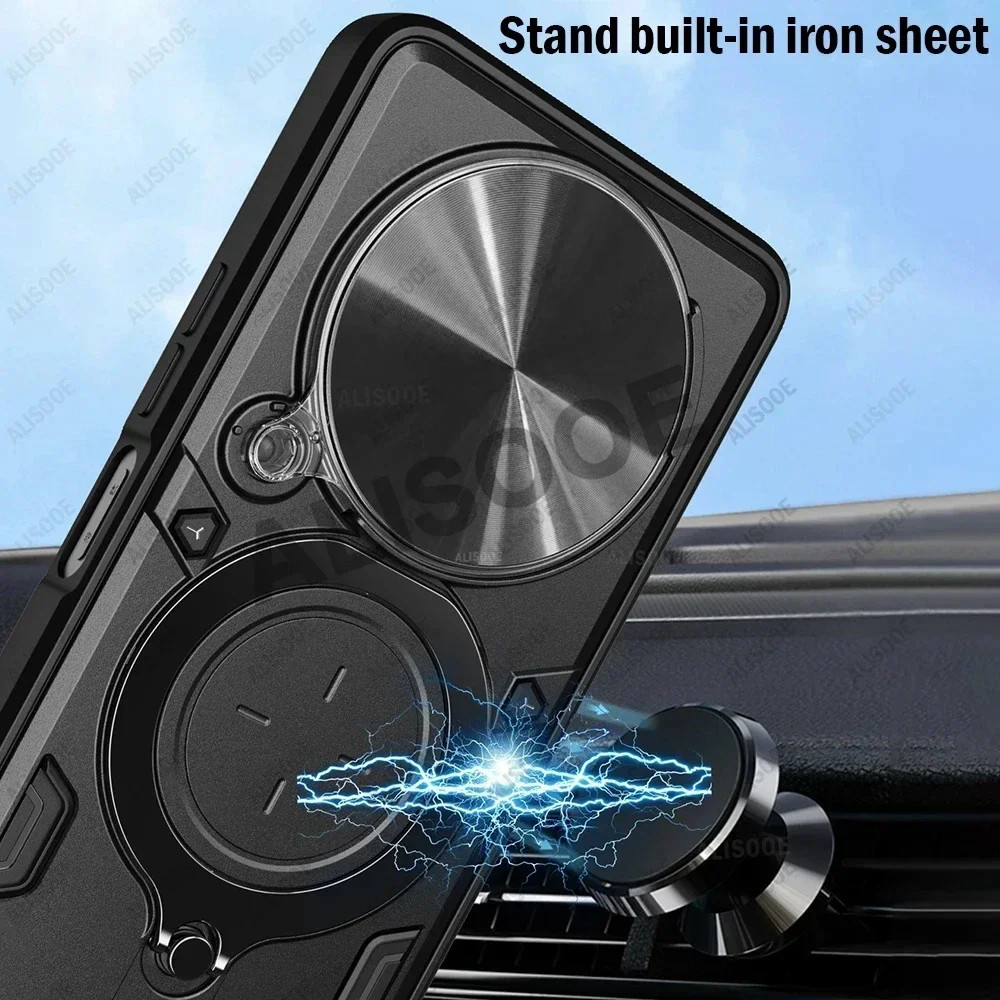 Trượt Camera Funda Cho ZTE Nubia Focus Blade A75 5G Ốp Lưng Vòng Từ Tính Đứng Bảo Vệ Dành Cho ZTE Blade V60 Smart Capa