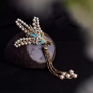 MAUROPOLI [Hàng có sẵn] Phong cách Trung Quốc Phong cách cổ điển Phụ kiện trang phục nữ sang trọng Phụ kiện trang phục cổ xưa Vỏ bỏng Blue Tang Songming Made Craft Phụ kiện tóc Phụ kiện đầu