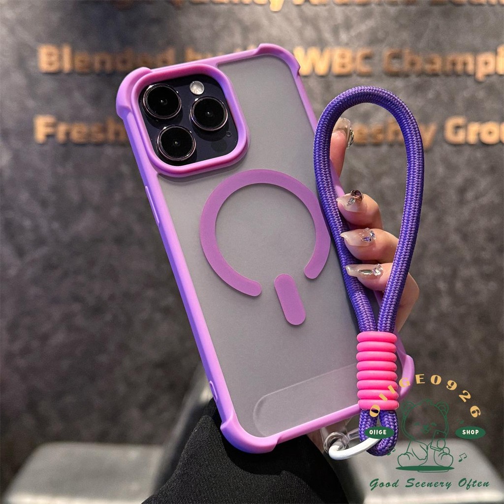 [Vỏ dây buộc] Vỏ điện thoại từ tính mờ túi khí iphone16 Pro Max 15 14 13 12 11 cho vỏ iPhone vỏ mềm TPU chống sốc
