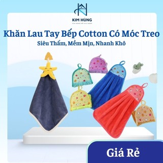 [Giá Xưởng] Khăn Lau Tay Có Móc Treo Dùng Trong Nhà Bếp, Khăn Lau Tay Bếp Vải Cotton Mềm Mại Siêu Thấm Hút