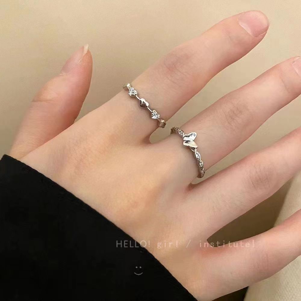 Nhẫn dây đơn giản kiểu bướm cho phụ nữ, cảm giác sang trọng nhẹ nhàng cao cấp, nhẫn mở điều chỉnh với thiết kế độc đáo