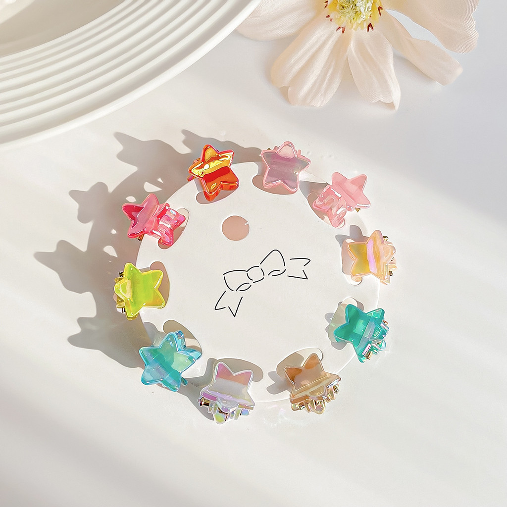 Bộ 10 chiếc kẹp mini màu kẹo, phụ kiện tóc cho trẻ em, dùng tết mái, ánh kim