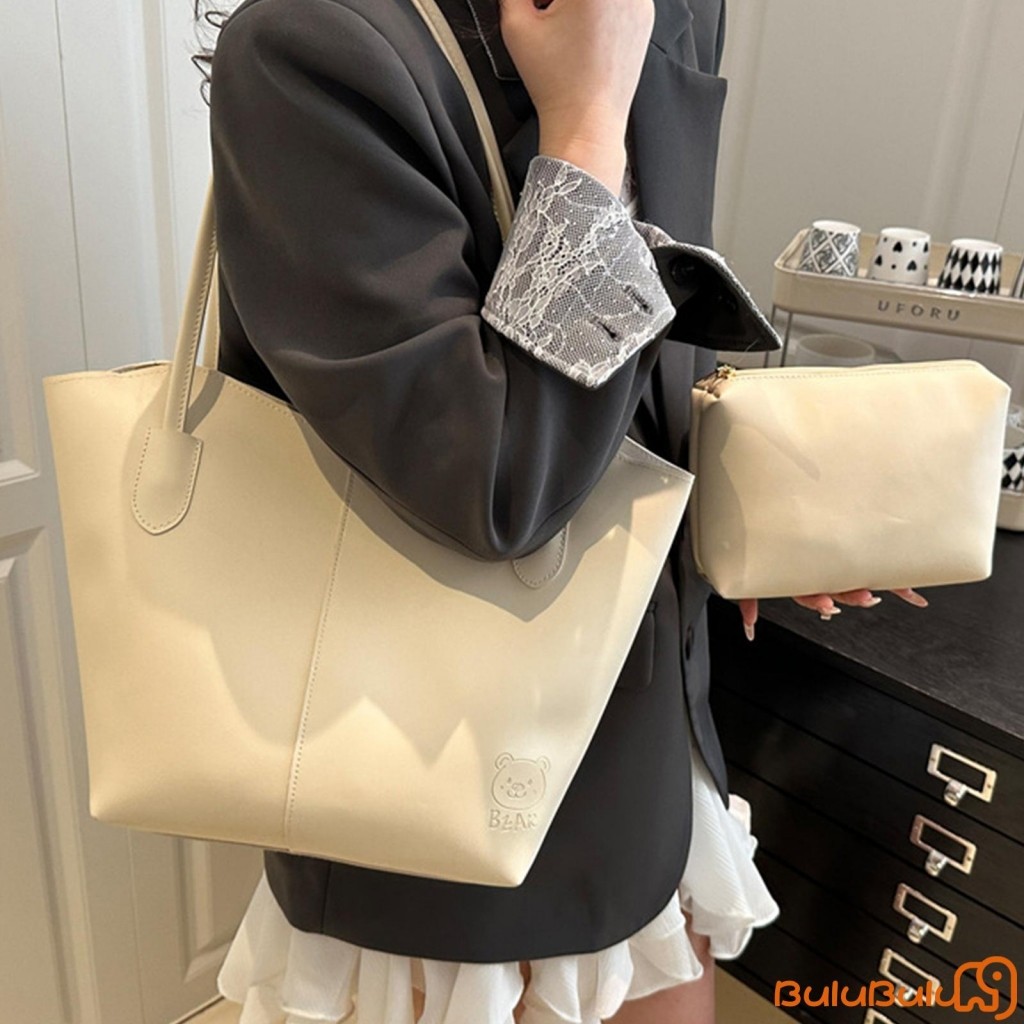 Túi xách nữ dung tích lớn Túi Tote PU đơn giản thời trang để làm việc Mua sắm hàng ngày Du lịch