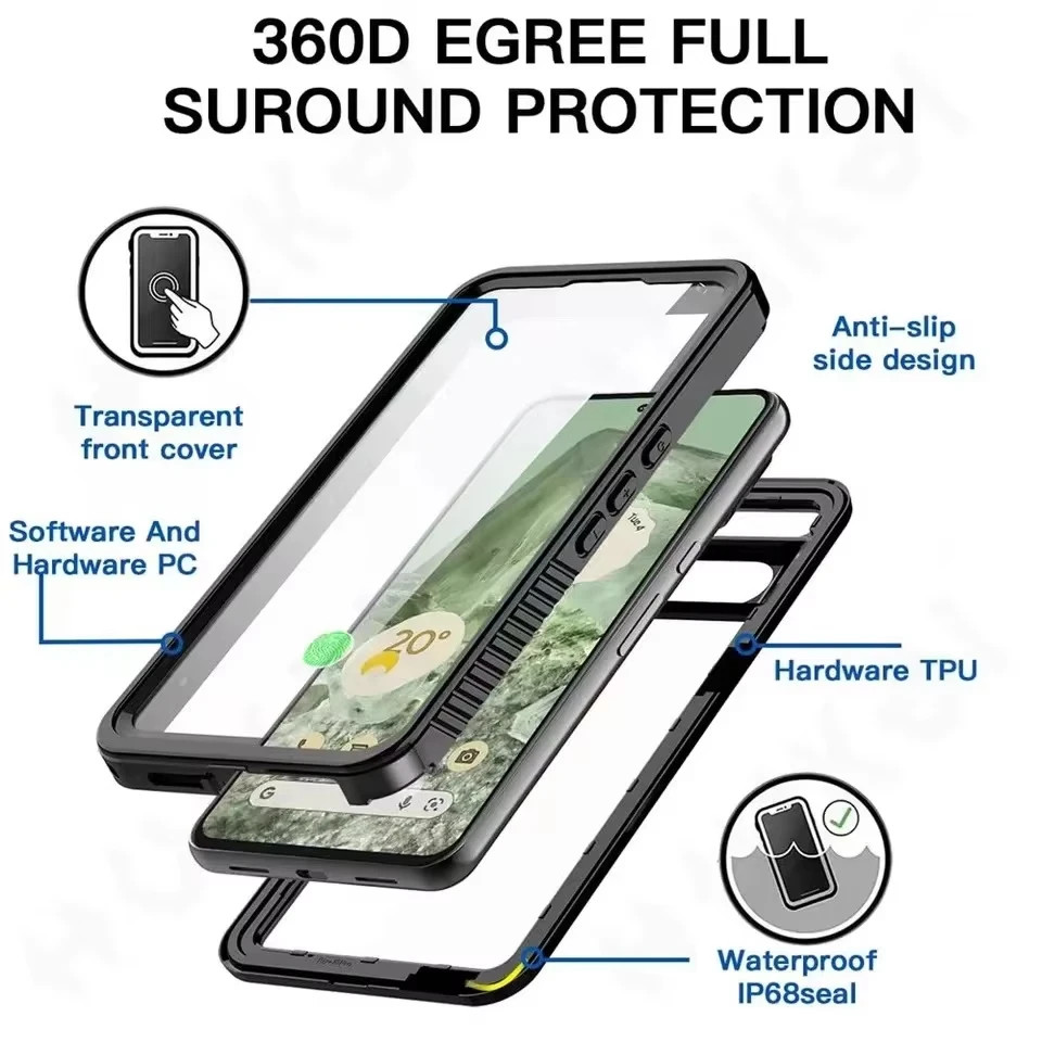 Ốp Chống Thấm Nước IP68 Cho Google Pixel 9 Pro 8A 8 8 7 Pro 7A 7 6A Lặn Lặn Dưới Nước Bơi Thể Thao Ngoài Trời