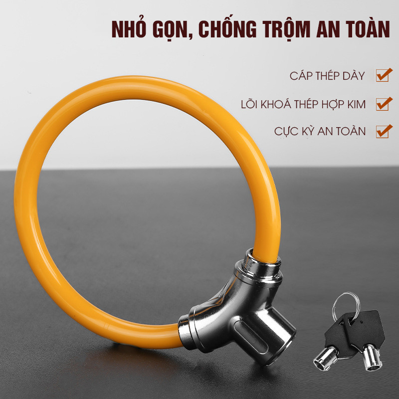 Khoá dây chống trộm xe đạp, xe máy, Khoá xe đạp có chìa lõi thép chắc chắn và an toàn -hbx