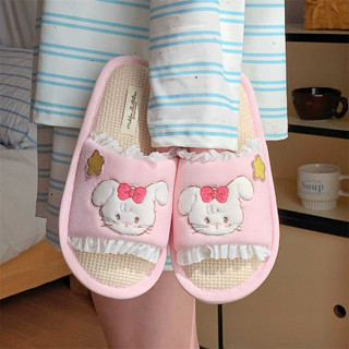 XIXITIAO Dép Đi Trong Nhà Bằng Cotton Và Lanh Kiểu Hoạt Hình Thích Hợp Cho Mùa Xuân Và Mùa Hè Dành Cho Nữ