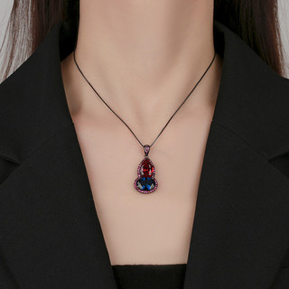 Vòng cổ nữ phong cách Châu Âu - Mỹ INS, đá corundum vàng đen, kích thước 10*14