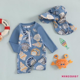MG-Toddler Bé Trai Bé Gái Rash Guard Đồ Bơi Có Mũ 2 Chiếc Set Zip Up Đồ Bơi Cho Bé