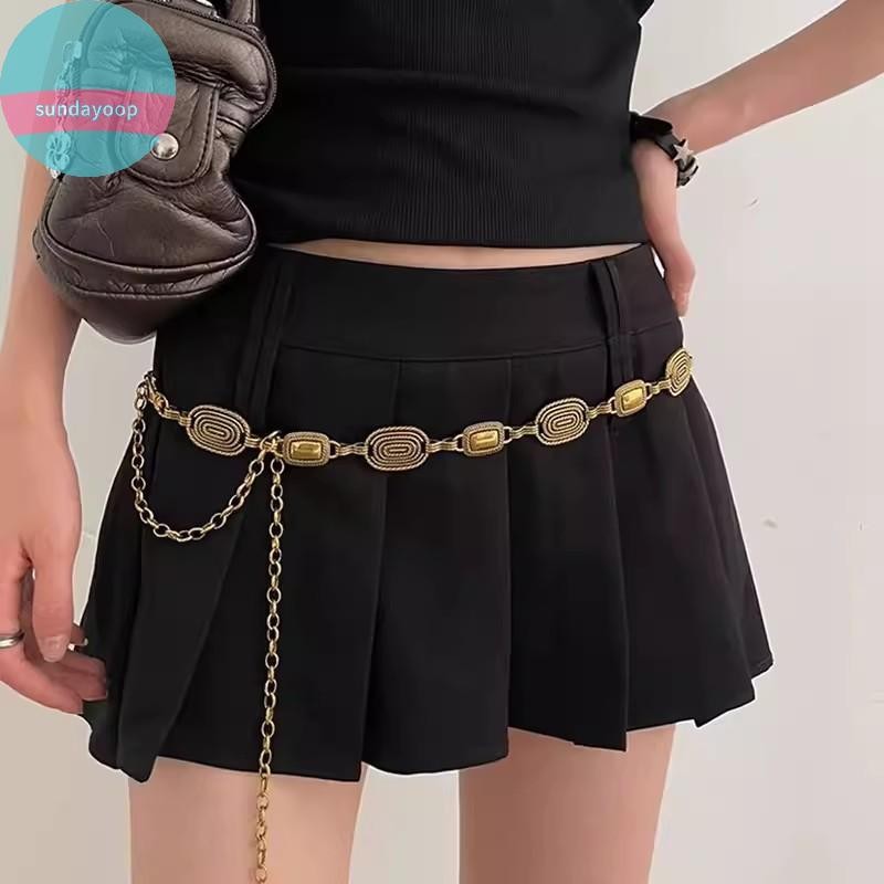 Sund Retro Bohemian Dây Thắt Lưng Dân Tộc Nữ, Trang Trí Kim Loại, Điều Chỉnh Linh Hoạt