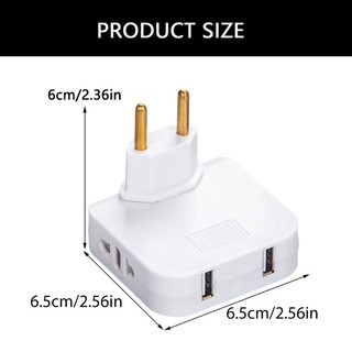 Bộ chia nguồn Utake 4 8mm Châu Âu với 2 ổ cắm và cổng sạc nhanh USB cho gia đình và văn phòng