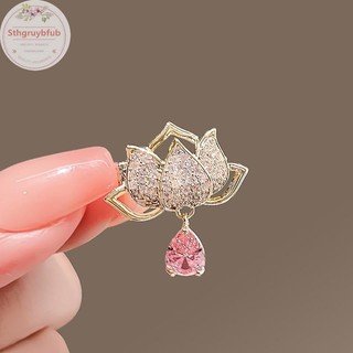 STHB Tinh Tế Phong Cách Trung Hoa Sen Thổ Cẩm Cho Nữ Cô Gái Vintage Hoa Kim Cương Giả Chân Tính Khí Sang Trọng Xòe Quà Tặng VN
