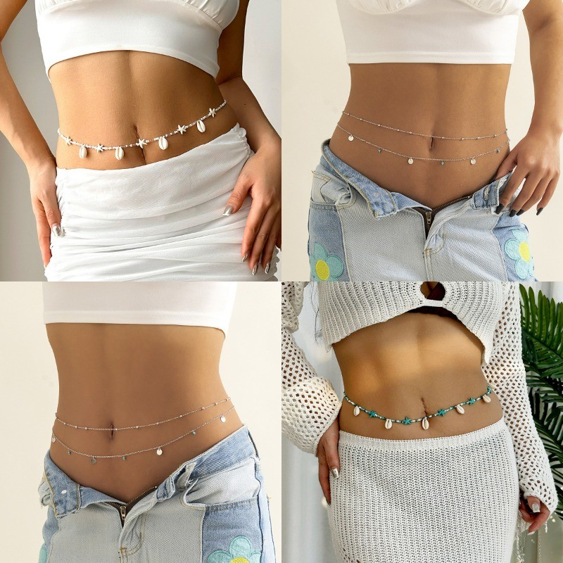 Đi Biển Du Lịch Giả Ngọc Trai Sao Biển Conch Mặt Dây Xích Cơ Thể Châu Âu Và Mỹ Bohemian Mùa Hè Đi Biển Vỏ Dây Xích Eo