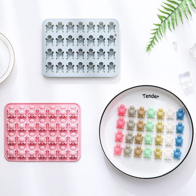 Bộ khuôn silicon hình rùa 28 khoang dành cho dụng cụ làm bánh kẹo mềm Khuôn sô cô la nhựa