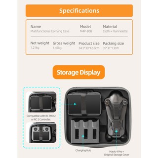 Dành Cho DJI Mavic 4 Pro Lưu Trữ Hiến Chương Túi Cầm Tay Đeo Ngang RC 2 / RC PRO2 Điều Khiển Từ Xa Túi Bảo Quản Drone Phụ Kiện Hộp