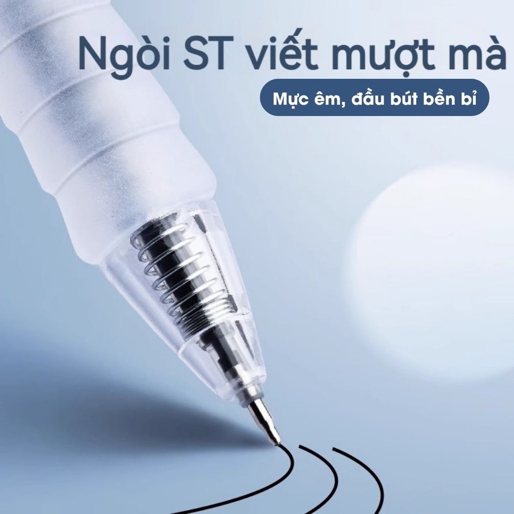 Bút Bấm Gel ST 0.5mm Đa Năng - Bút Mực Nước Viết Trơn, Nét Đều, Viết Êm Tay Phù Hợp CHo Học Sinh, SInh Viên