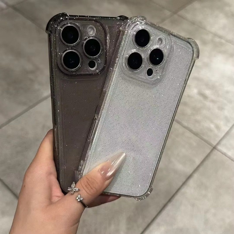 Ốp Lưng Trong Suốt Lấp Lánh Bling Cho iPhone 16 15 14 13 12 11 Pro Max XS X XR 15PRO 16PRO Silicon Mềm Trong Suốt