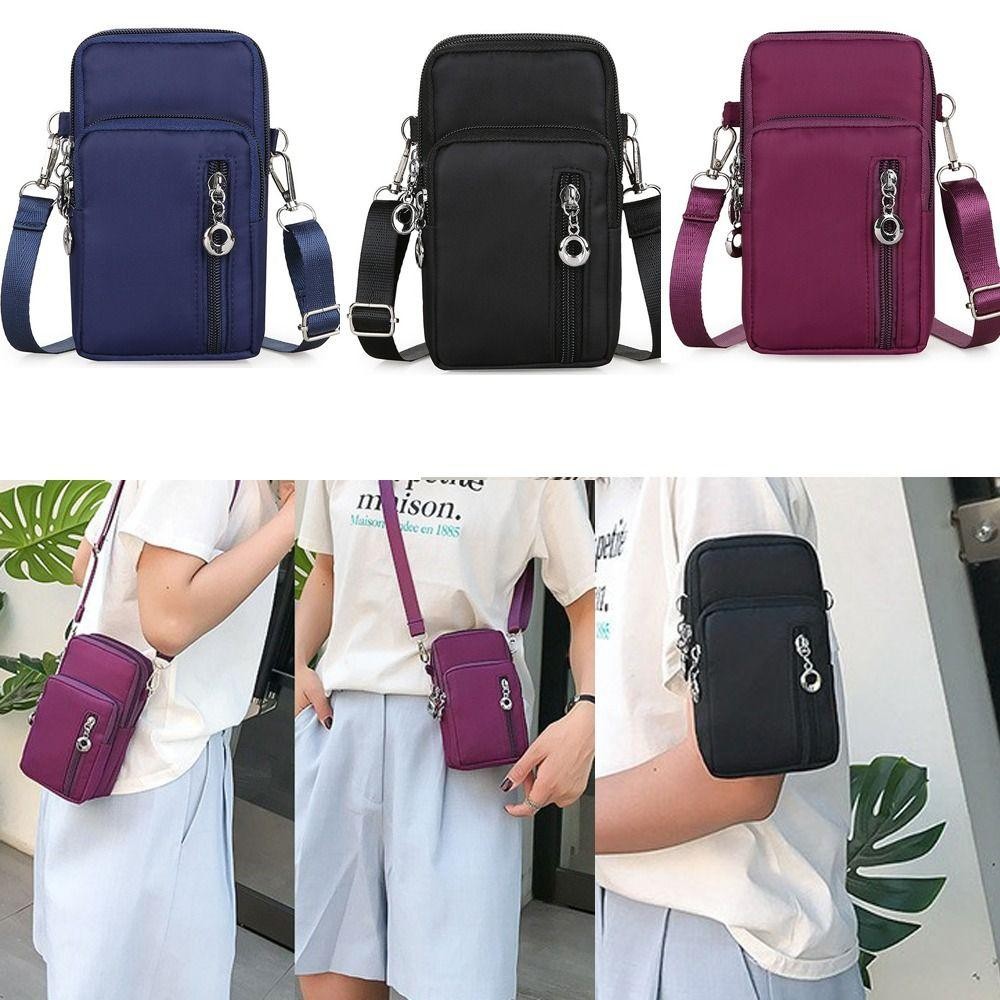 HOBBYIN Túi đeo chéo điện thoại di động HOBBYIN, Túi đeo vai đa chức năng chống mài mòn, Túi đựng điện thoại Mini Nylon thông thường sáng tạo