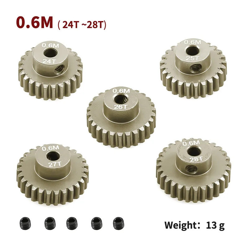M0.6 3.175mm 13T 15T 17T 18T 20T 22T 24T 28T 30T 33T Hợp Kim Nhôm Bánh Răng Động Cơ Bánh Răng Cho 1 / 10 RC Xe Mô Hình