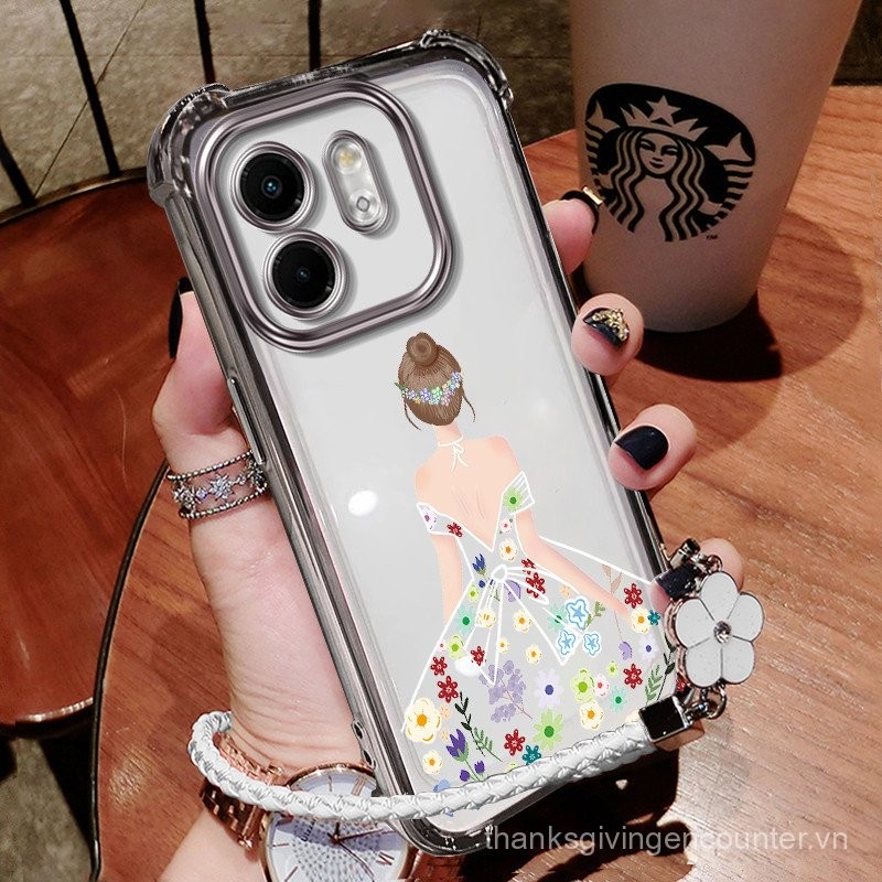 Ốp lưng điện thoại Infinix Smart 9, Infinix Hot 50i, viền sáng bóng, vỏ trong suốt, bốn góc chống sốc sjfsmlhq