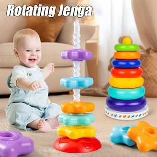 Tháp quay cầu vồng WEAVELYF, Đồ chơi giáo dục sớm Montessori Đồ chơi xếp hình xếp chồng lên nhau cho bé, Đồ chơi xếp chồng xoay tháp nhẫn Trẻ em phát triển kỹ năng vận động