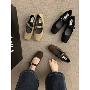 Giày nữ size 32-44 mũi vuông retro phong cách Hàn Quốc da nhỏ kiểu Mary Jane cho sinh viên JUNE10