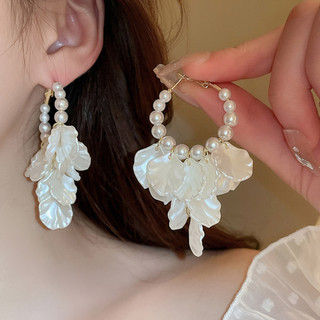 Pháp Cao Cấp Ngọc Trai Bông Tai Hoa Nữ Mới Niche Thiết Kế Bông Tai Sang Trọng Bông Tai