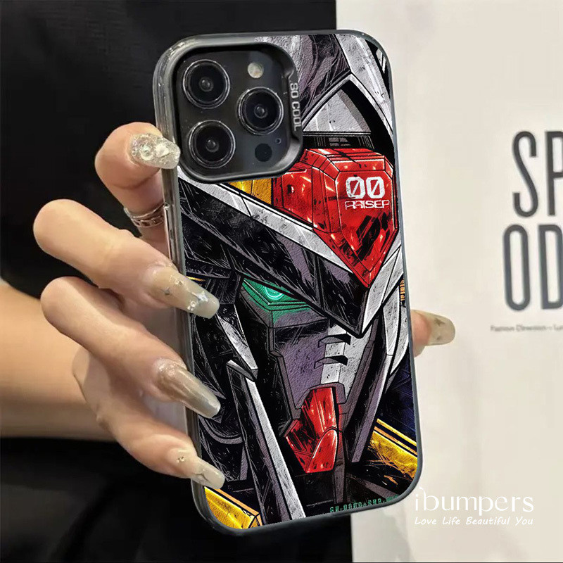 ibumpers Ốp Điện Thoại iPhone Cool Gundam Mecha Họa Tiết Cho IPhone 16 15 14 12 13 11 Pro Max IP 7 8 Plus X XS XR Ốp Lưng IMD Cứng Và Nhẵn