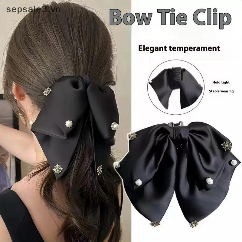 # sepsale # New Polka Dot Bowknot Women 's 2025 Mới Cao Cấp Cảm Giác Sash Lưng Của Đuôi Ngựa Kẹp Phụ Kiện Tóc.