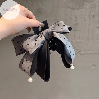 K2nightFee Thanh Lịch Màu Xám Chấm Bi Nơ Kẹp Tóc nữ Cô Gái Tính Cách Cao Cấp Phụ Kiện Tóc Đuôi Ngựa Vuốt Tóc Thời Trang Tặng VN