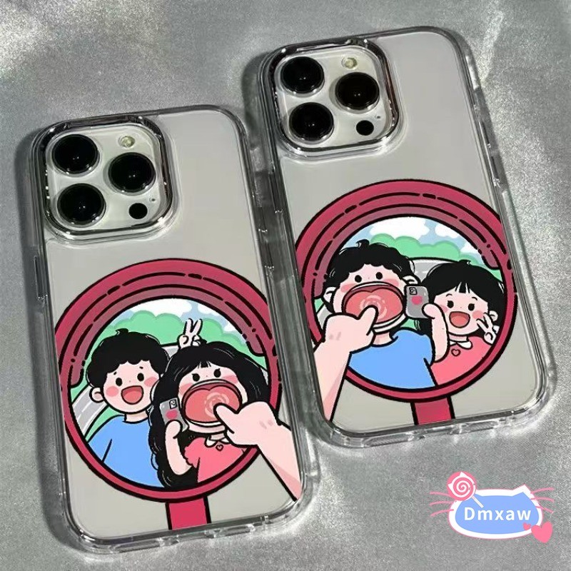 Ốp Điện Thoại Cặp Đôi Dễ Thương Cho iPhone 16E 16 Pro Max 15 14 Plus 13 12 Mini 11 Pro Max X XR XS Max 8 7 6 6s Plus SE2 SE3 Vỏ Phim Hoạt Hình Vui Nhộn Vỏ Chống Sốc