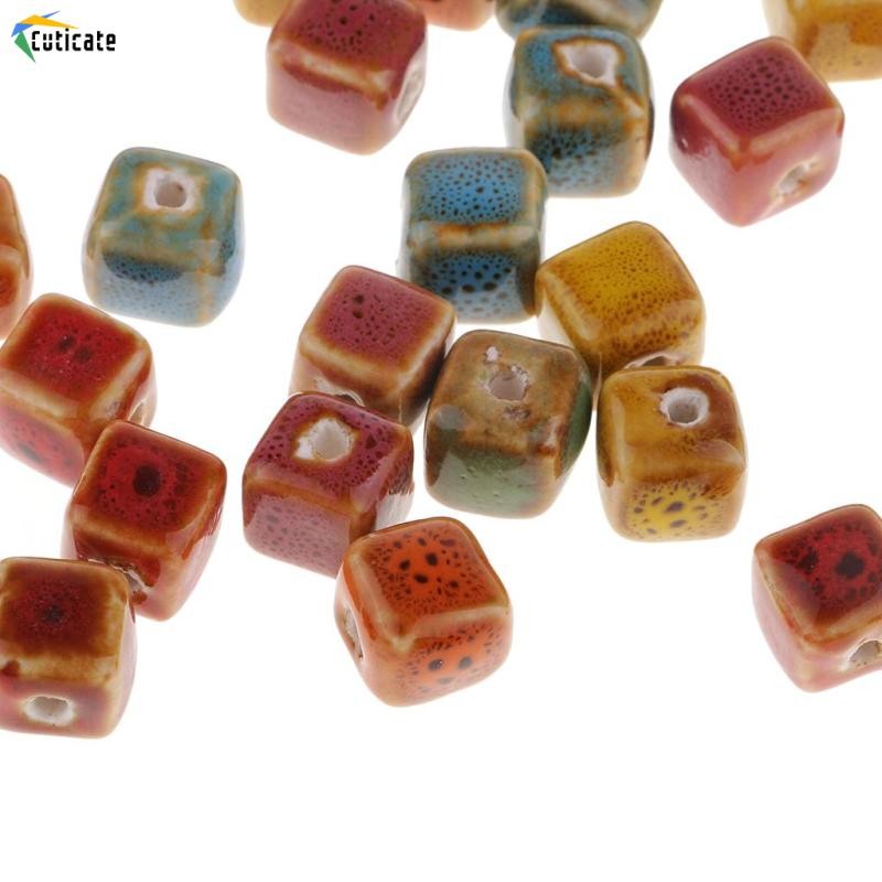 Cuticate 50 Miếng Hoa Men Gốm Hạt Sứ Cho Vòng Tay DIY 10 Mm